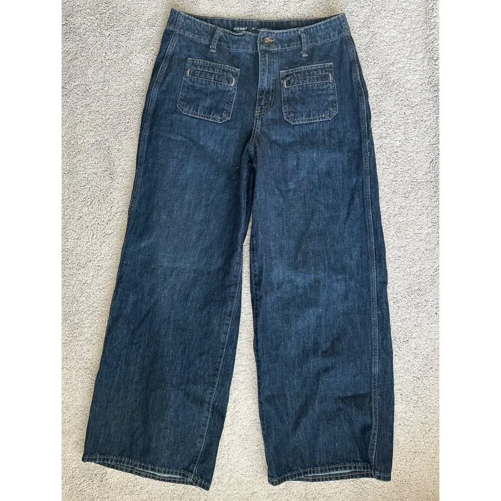 Old Navy Drapey Denim Size 14 Baggy Wide Leg High Rise Jeans - Picture 3 of 16